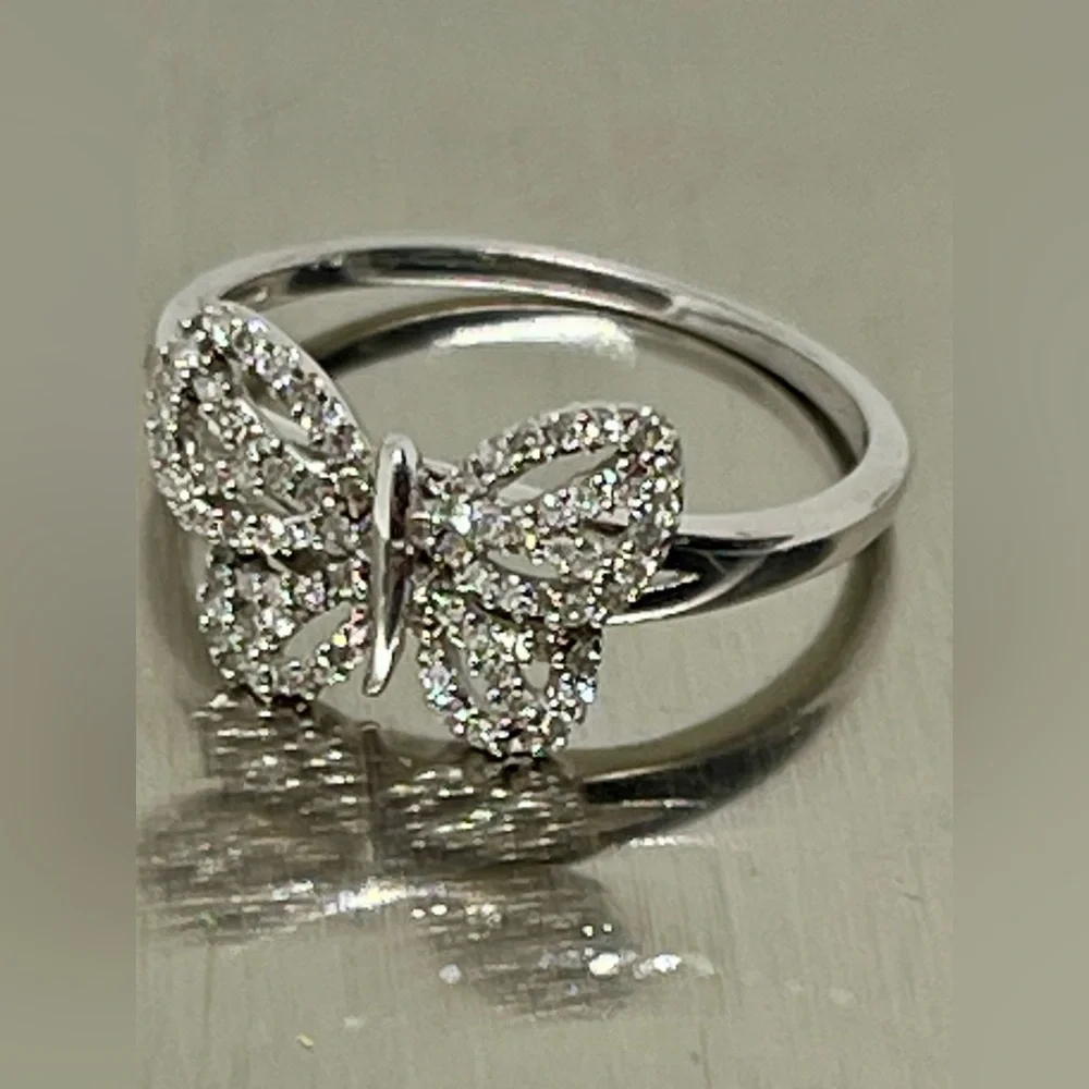 New! 925❣️Real .24 ct Diamonds ❣️ Ring Sz 9 Pave New Gift Box Bag